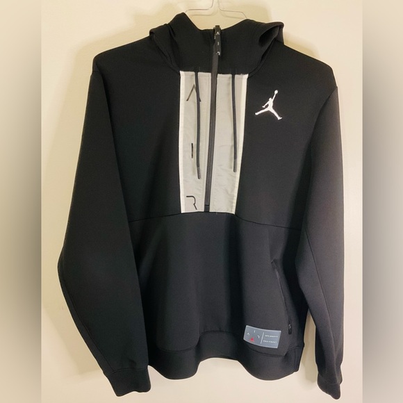 Jordan Sweatshirt Black Hoodie Air Anti Gravity 1/4 Zip Hoodie Air Jordan Large - Picture 1 of 3